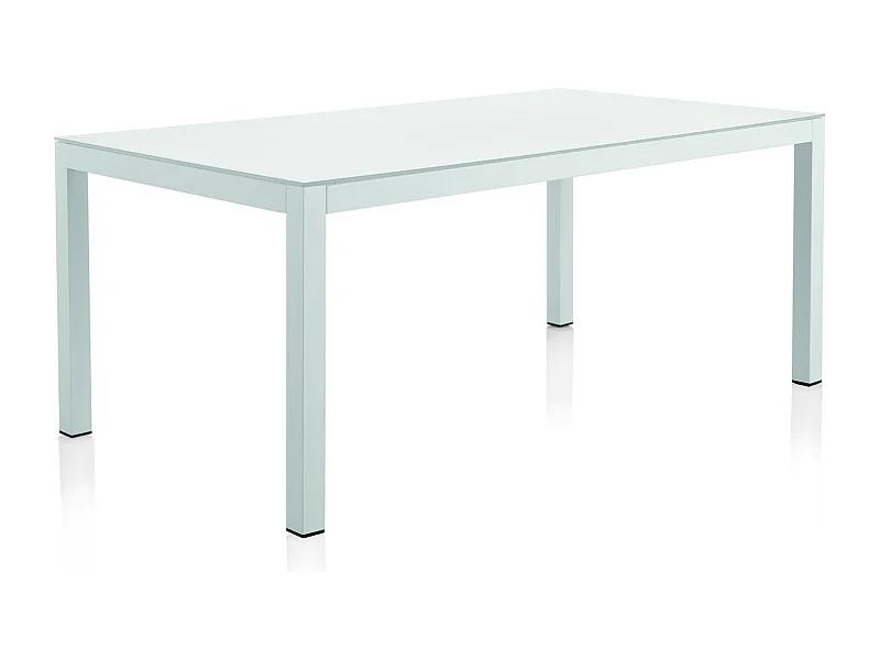 Mesa de alumínio branco com tampo de vidro temperado branco 180x100 cm