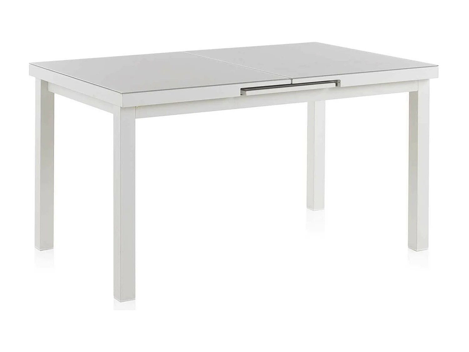 Table extensible en aluminium blanc et verre trempé 180/240 x 100 cm