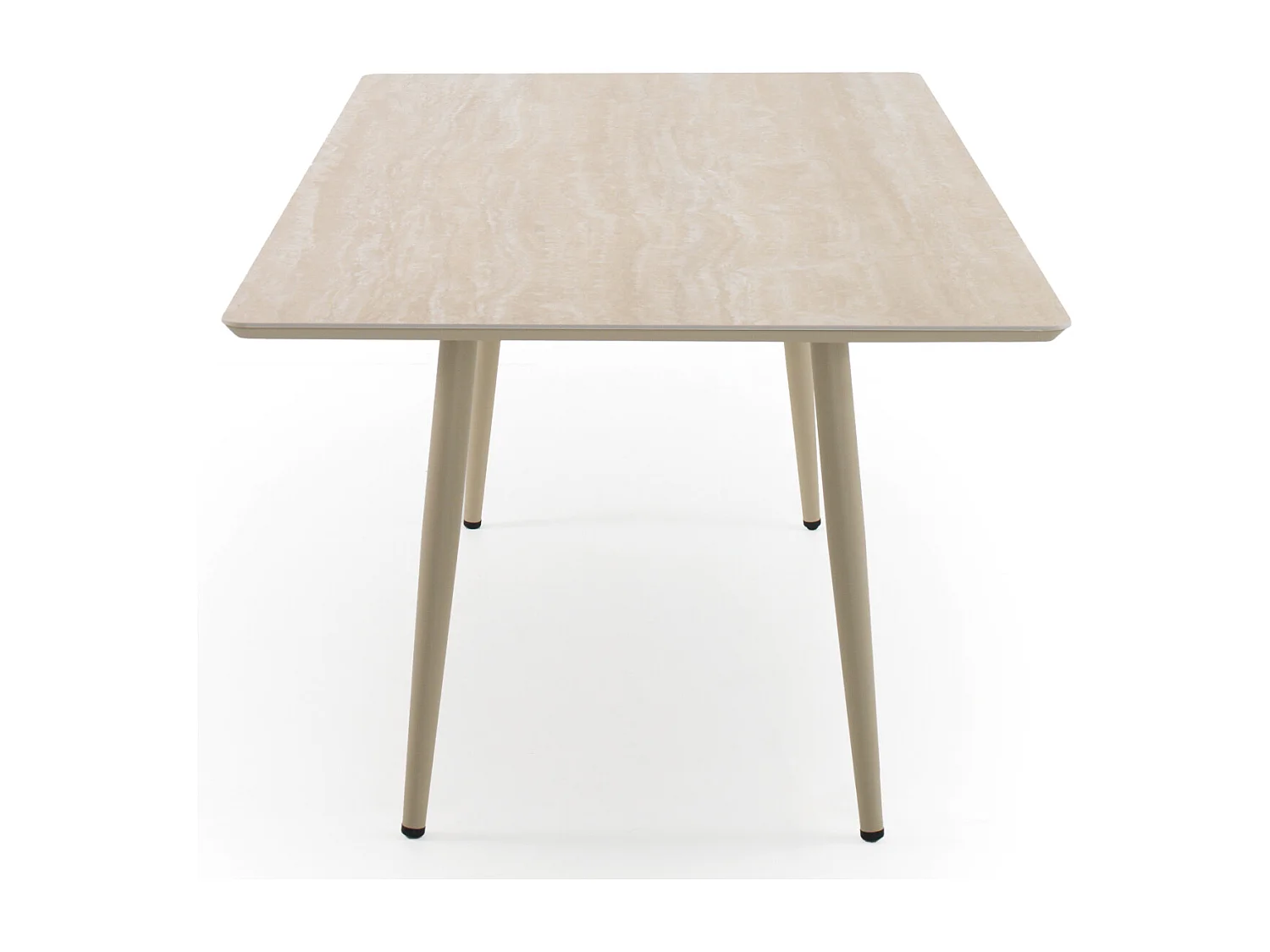 Table rectangulaire en aluminium avec plateau en céramique travertin