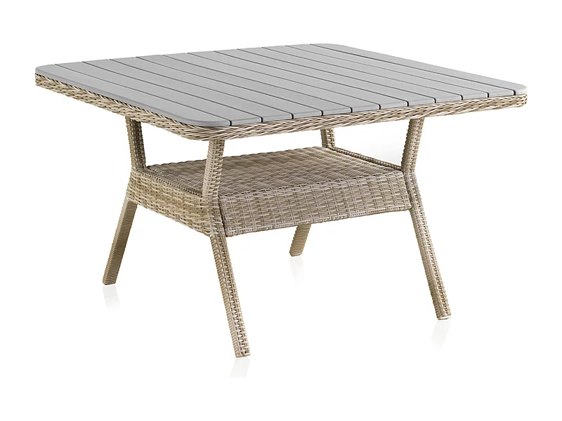 Tavolo in fibra di alluminio marrone con pannello in fibra grigio 120X120 cm