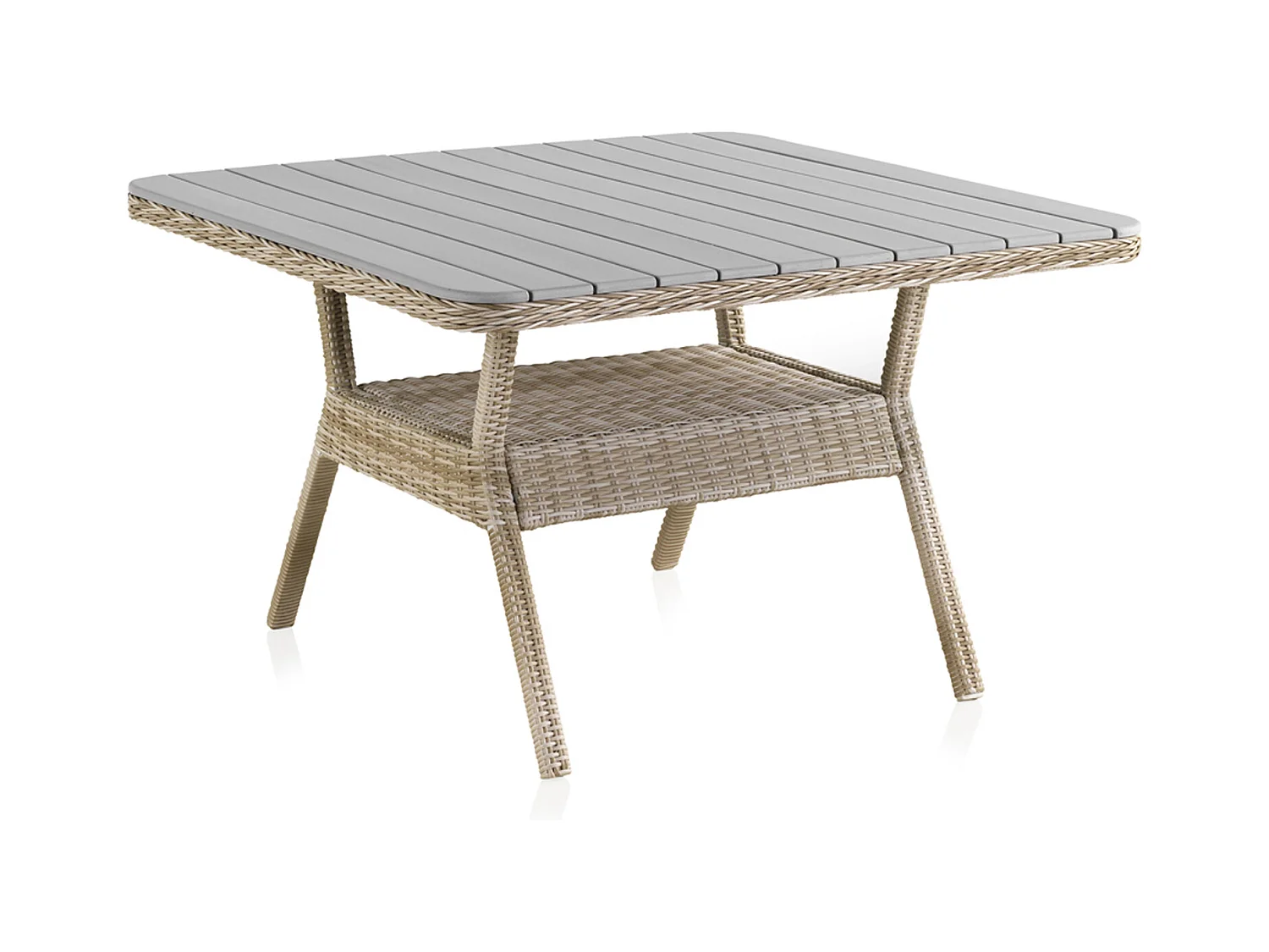 Mesa de fibra de aluminio marrón con tablero de fibra gris 120X120 cm