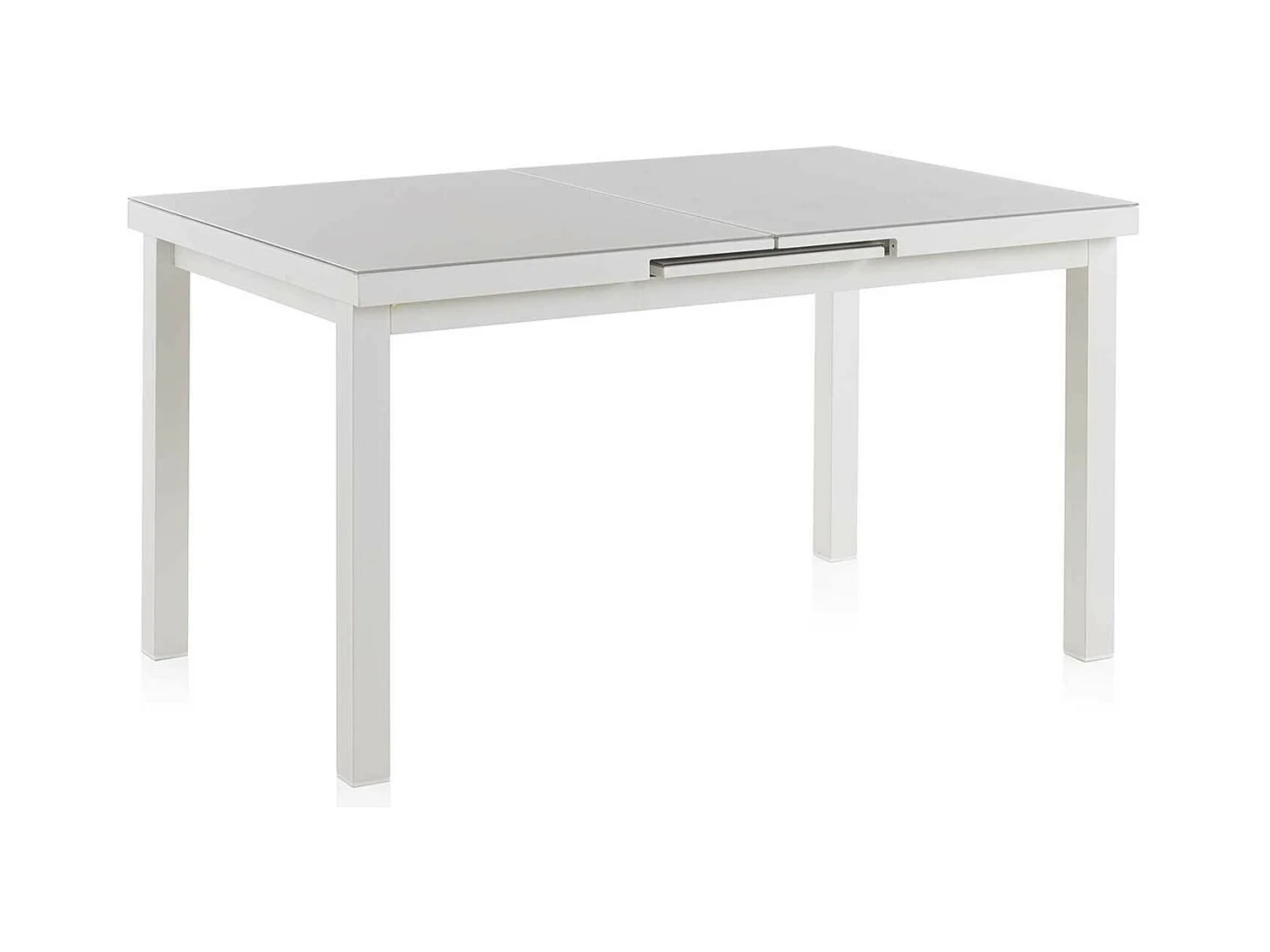 Table extensible en aluminium blanche avec verre trempé 140/180X90 cm