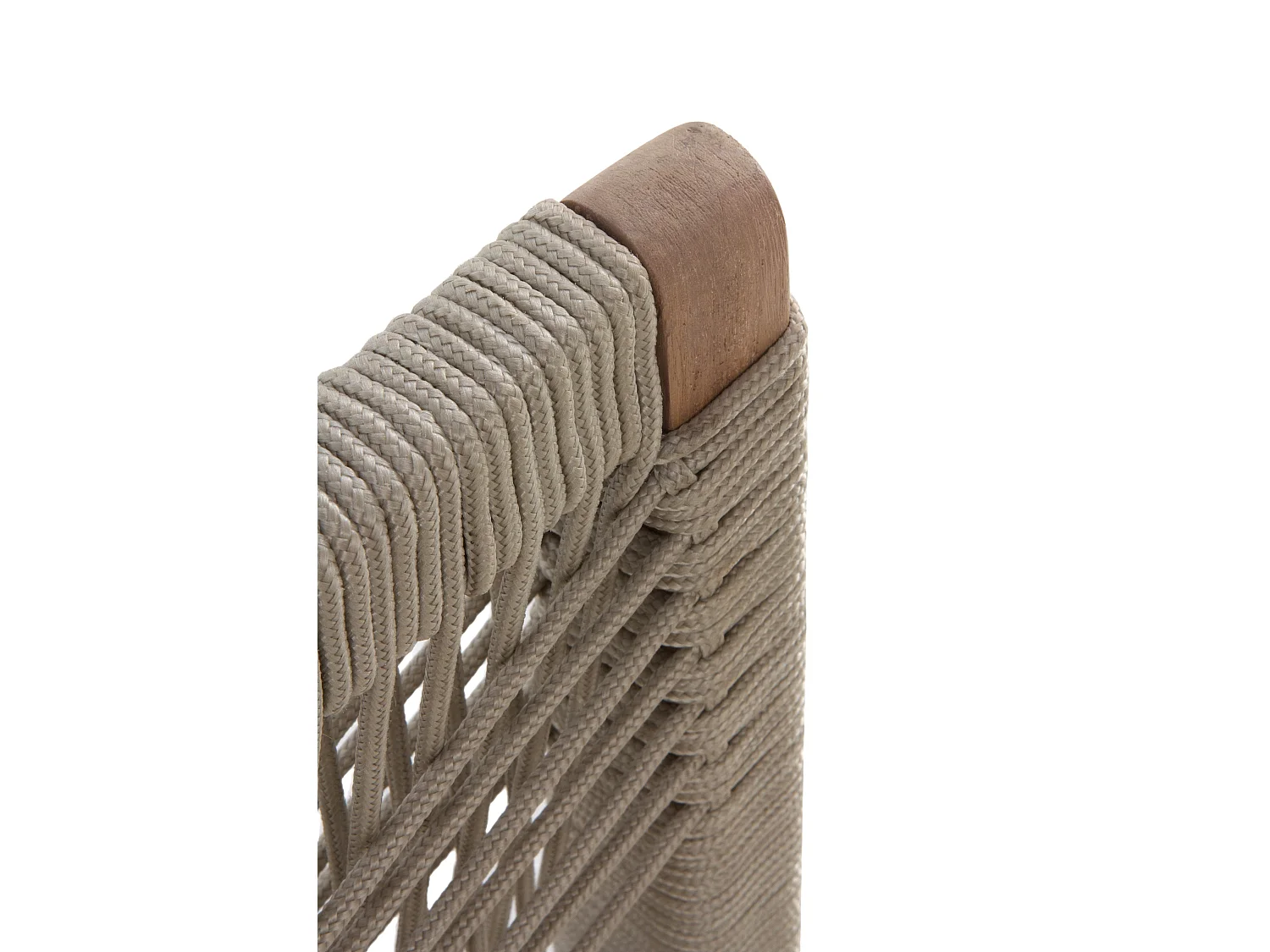 4er Set Stühlen aus Akazienholz und taupefarb Seilgeflecht