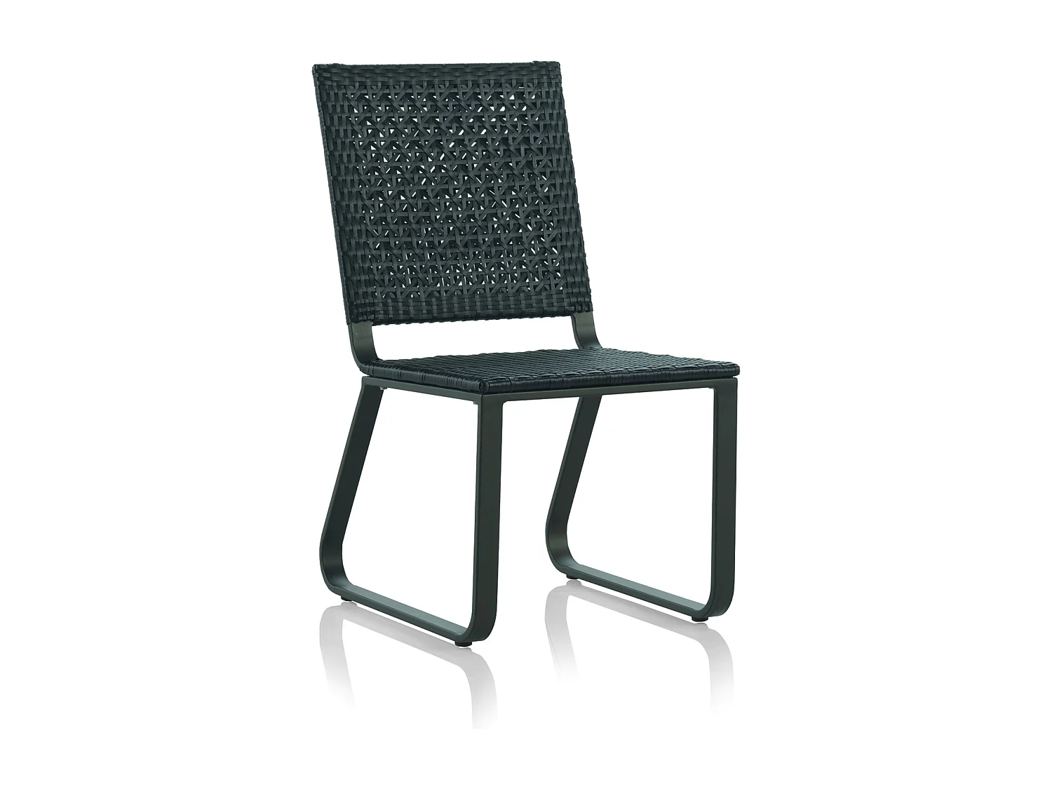 Lot de 4 fauteuils en aluminium et fibre marron avec coussins gris