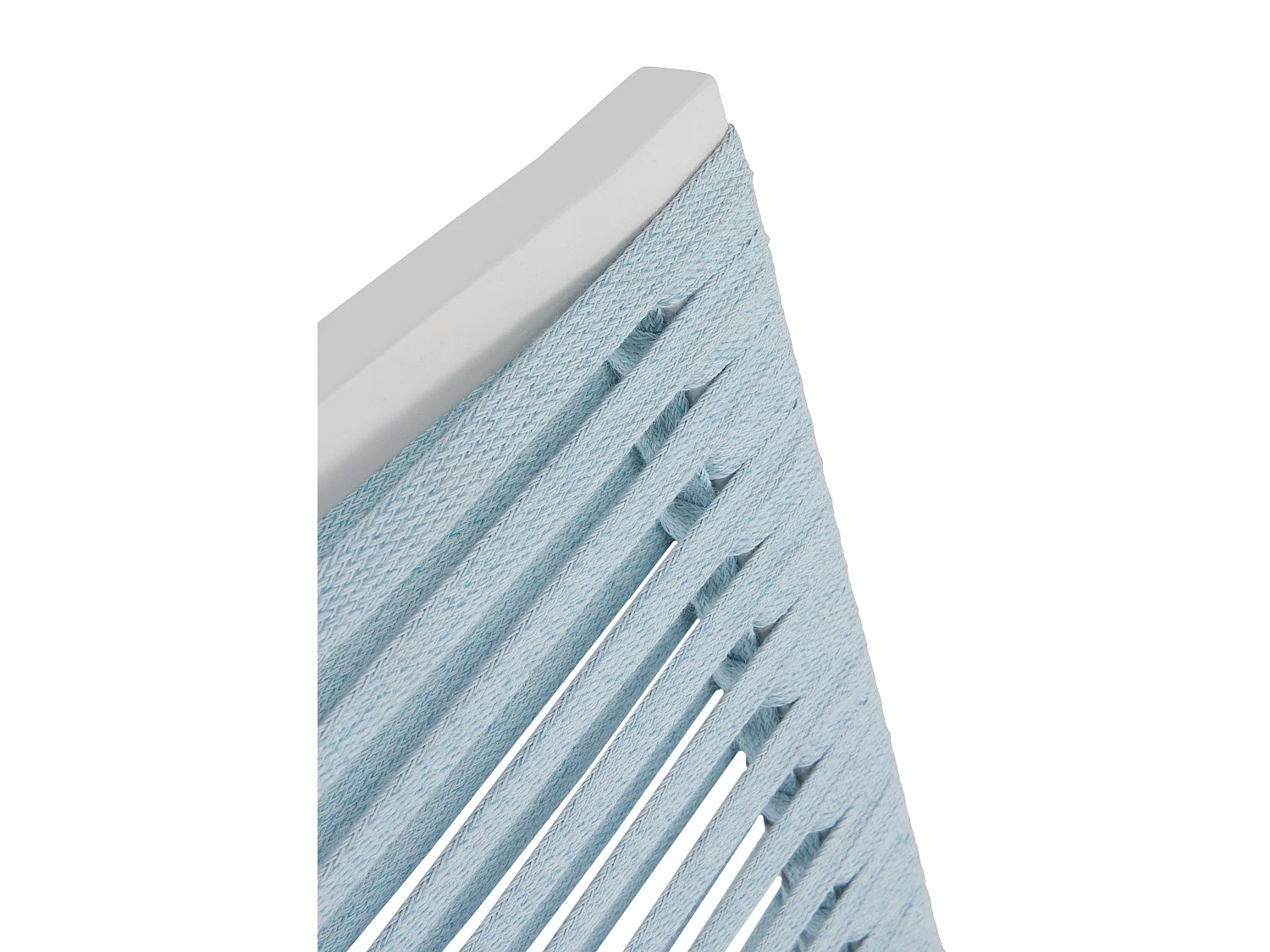 Lot de 4 fauteuils en aluminium blanc avec dossier en cordage tressé bleu