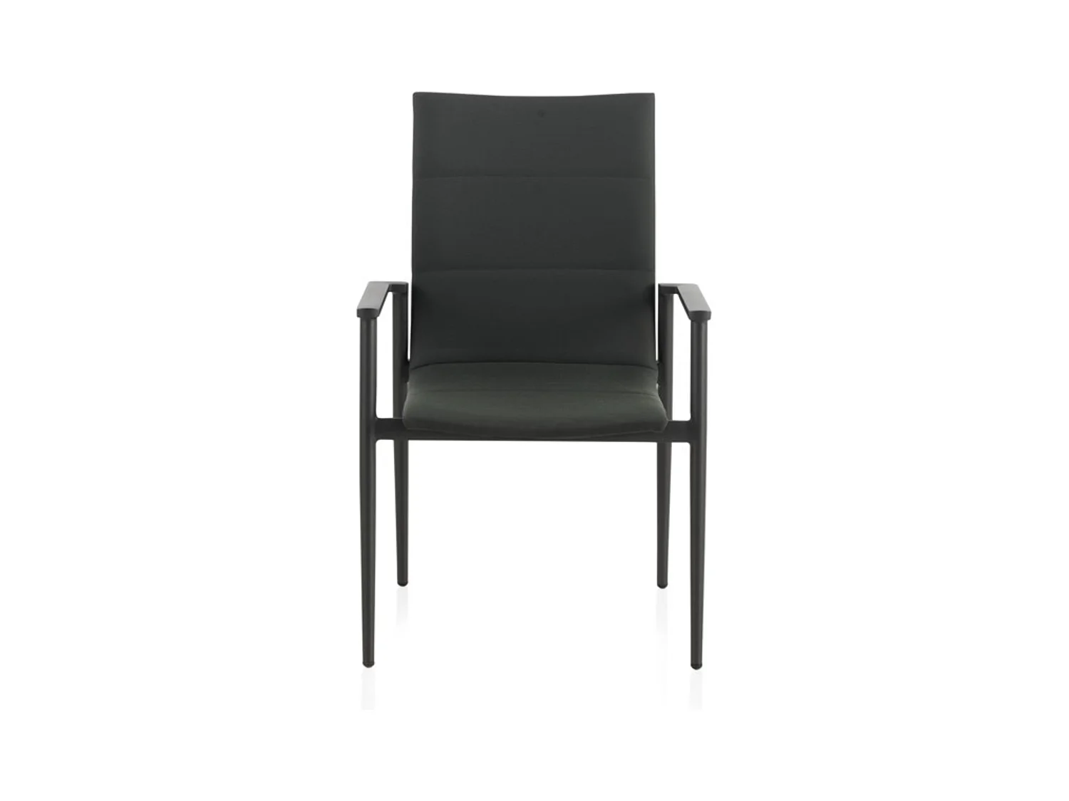 Lot de 4 fauteuils en aluminium gris foncé avec coussins vert noirâtre