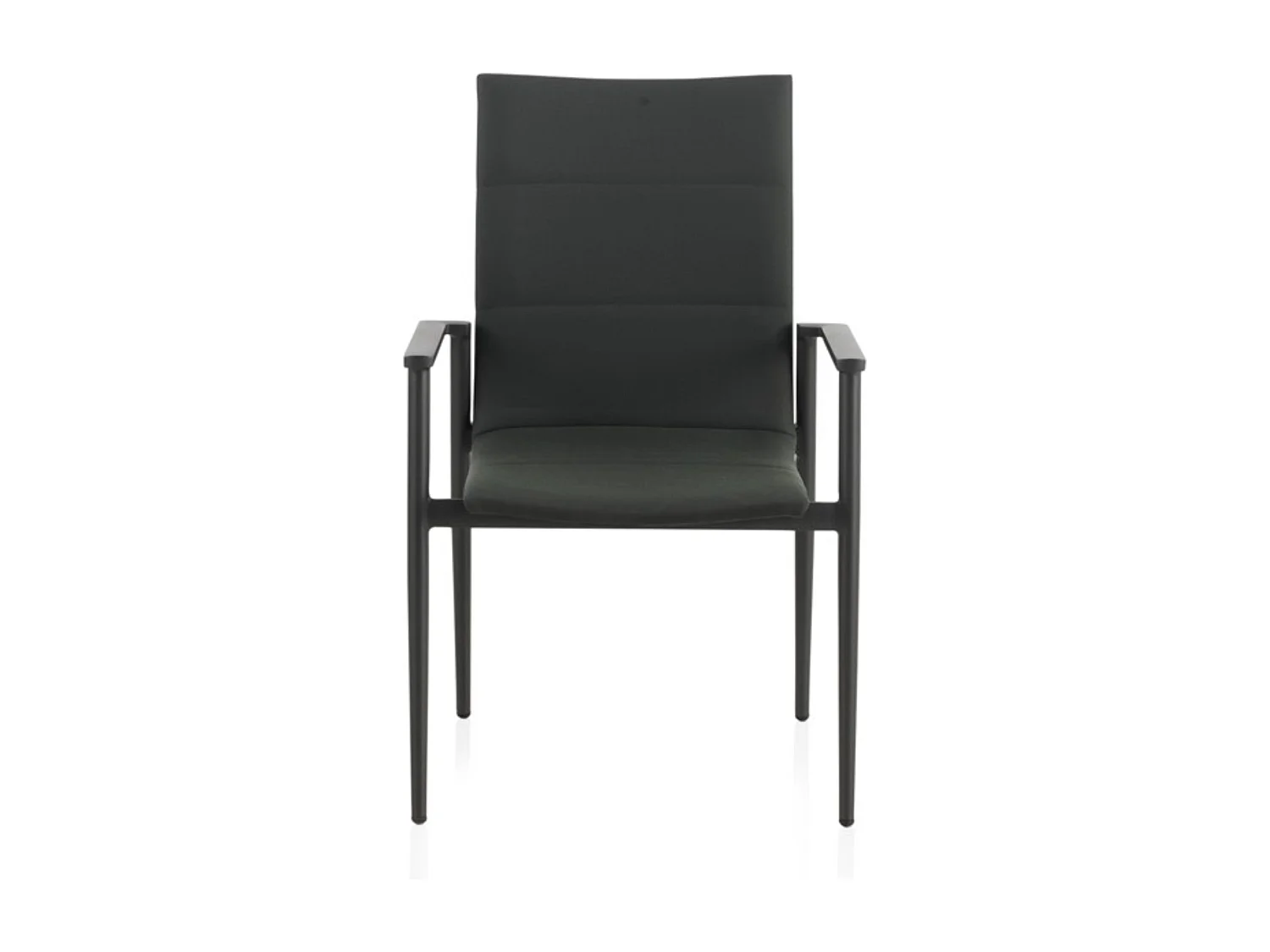 Lot de 4 fauteuils en aluminium gris foncé avec coussins vert noirâtre