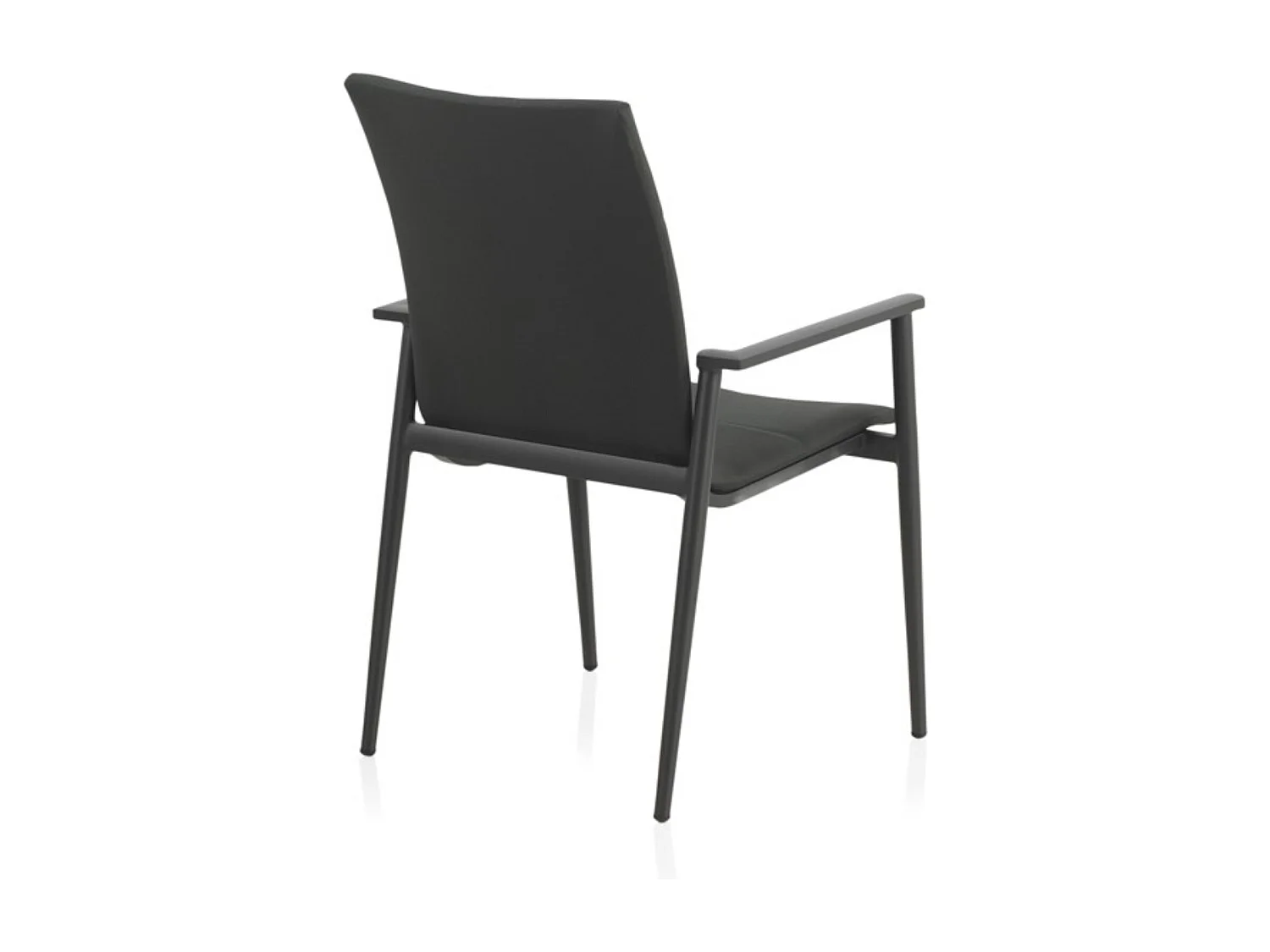 Lot de 4 fauteuils en aluminium gris foncé avec coussins vert noirâtre