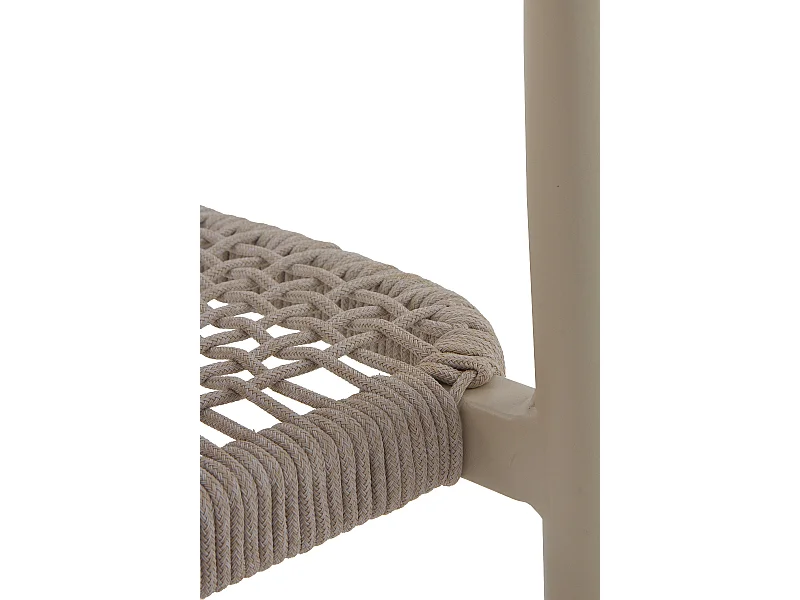 Lote de 4 sillones de aluminio color arena con cuerda trenzada