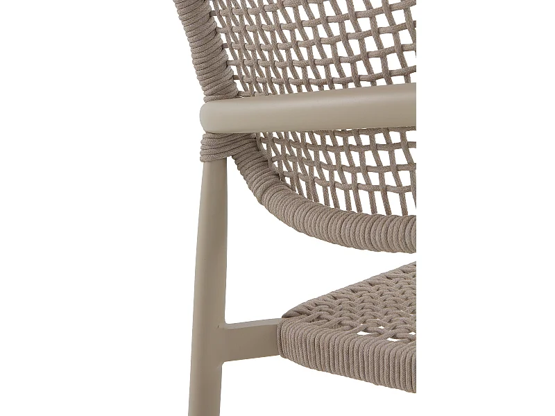Lote de 4 sillones de aluminio color arena con cuerda trenzada
