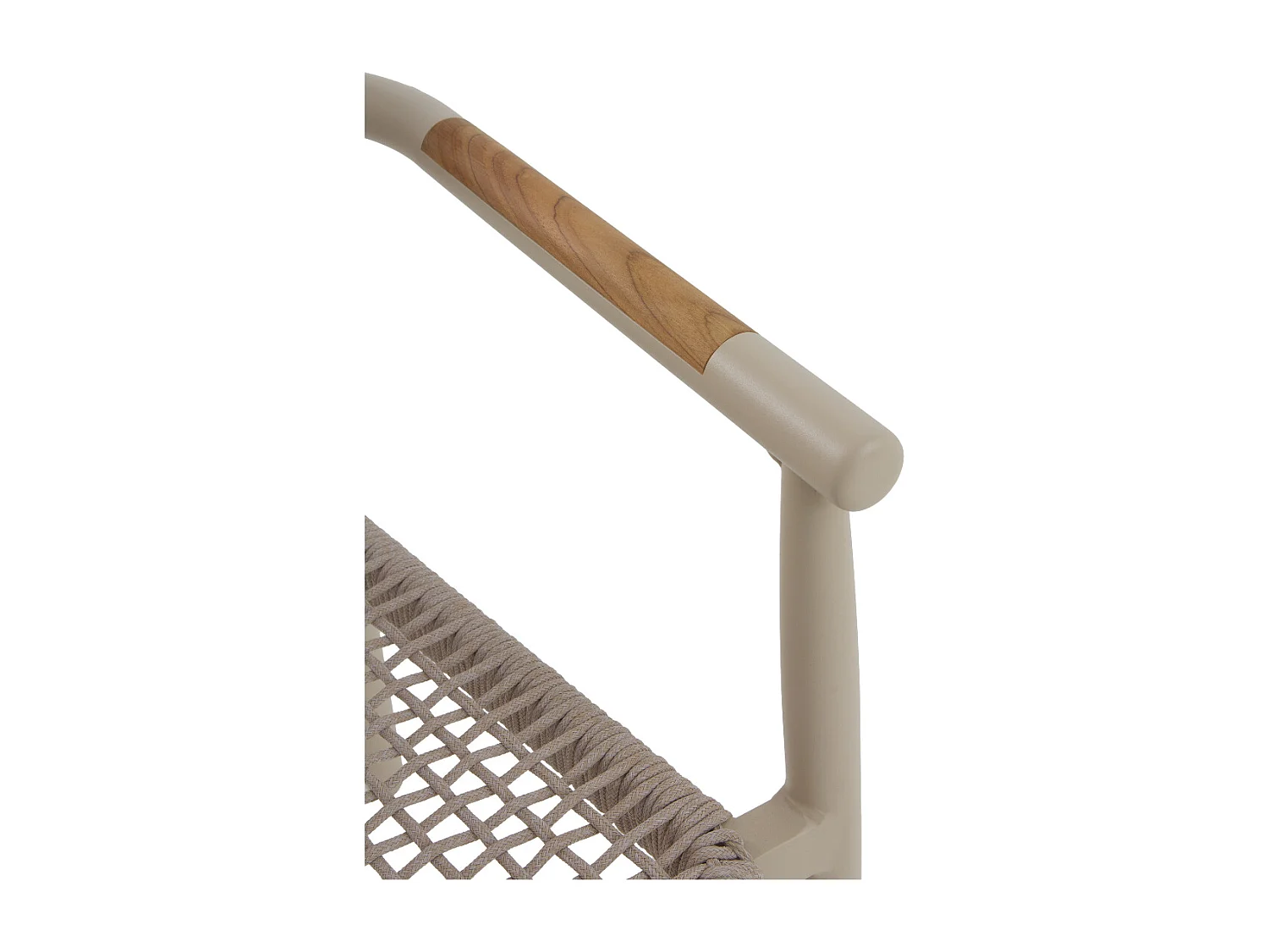 Lote de 4 sillones de aluminio color arena con cuerda trenzada