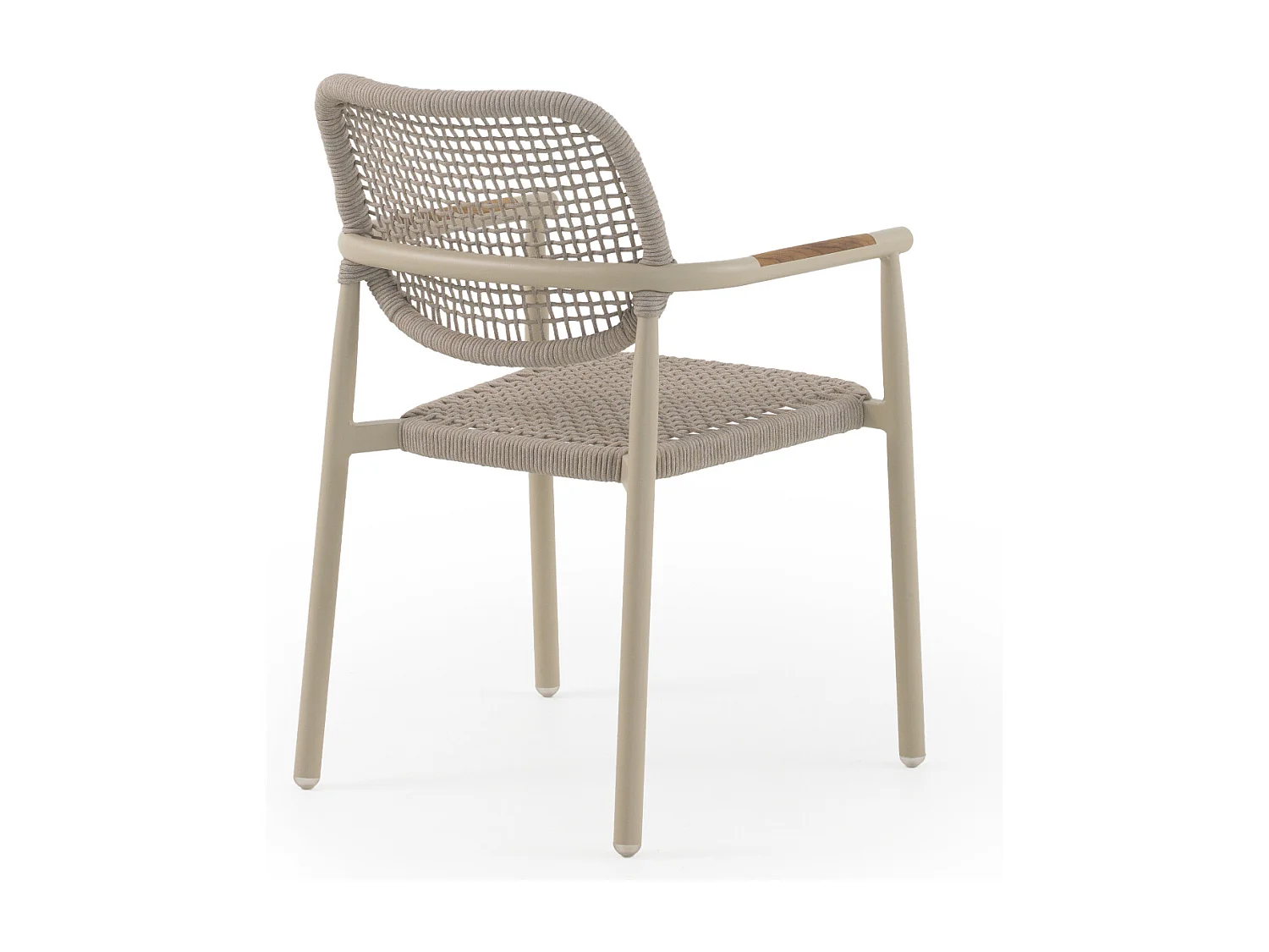 Packung mit 4 Aluminiumsesseln mit sandfarbenem Seilgeflecht