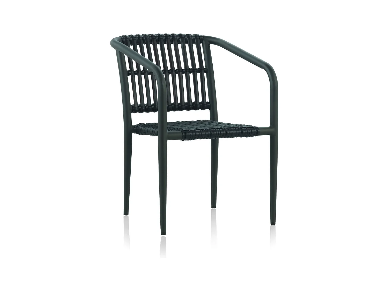 Lot de 4 fauteuils en aluminium et fibre marron, coussin couleur lin