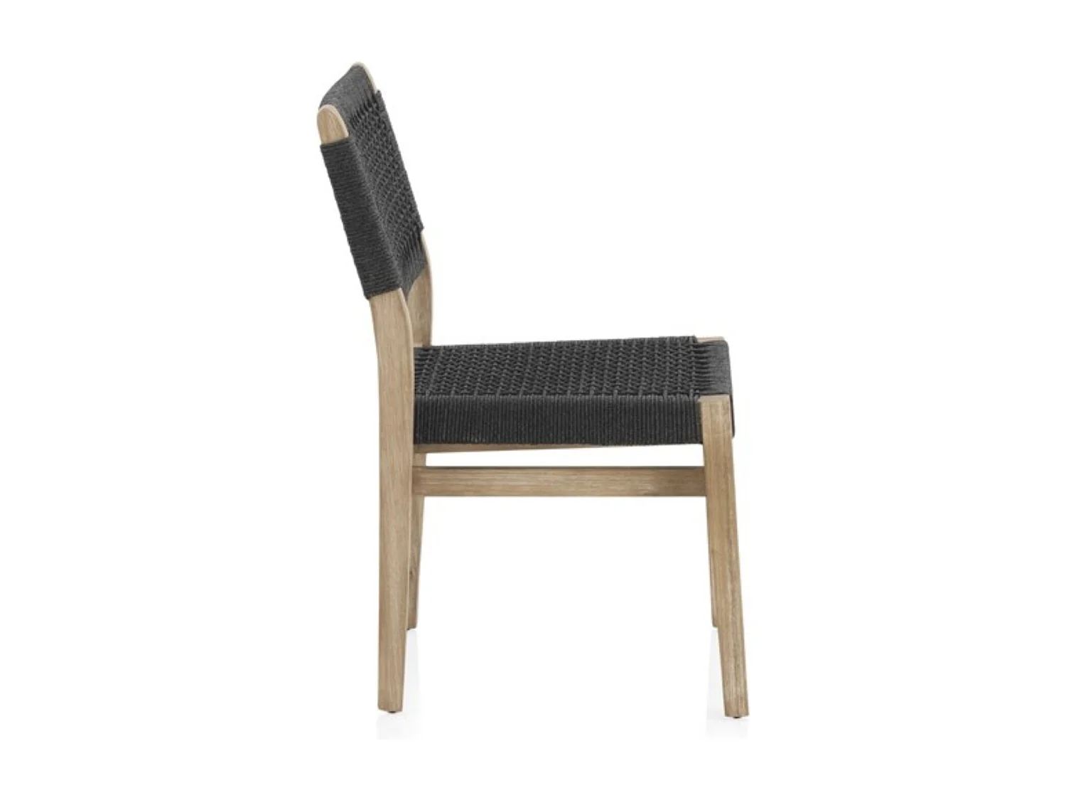 Lot de 4 fauteuils en acacia avec cordage tressé gris