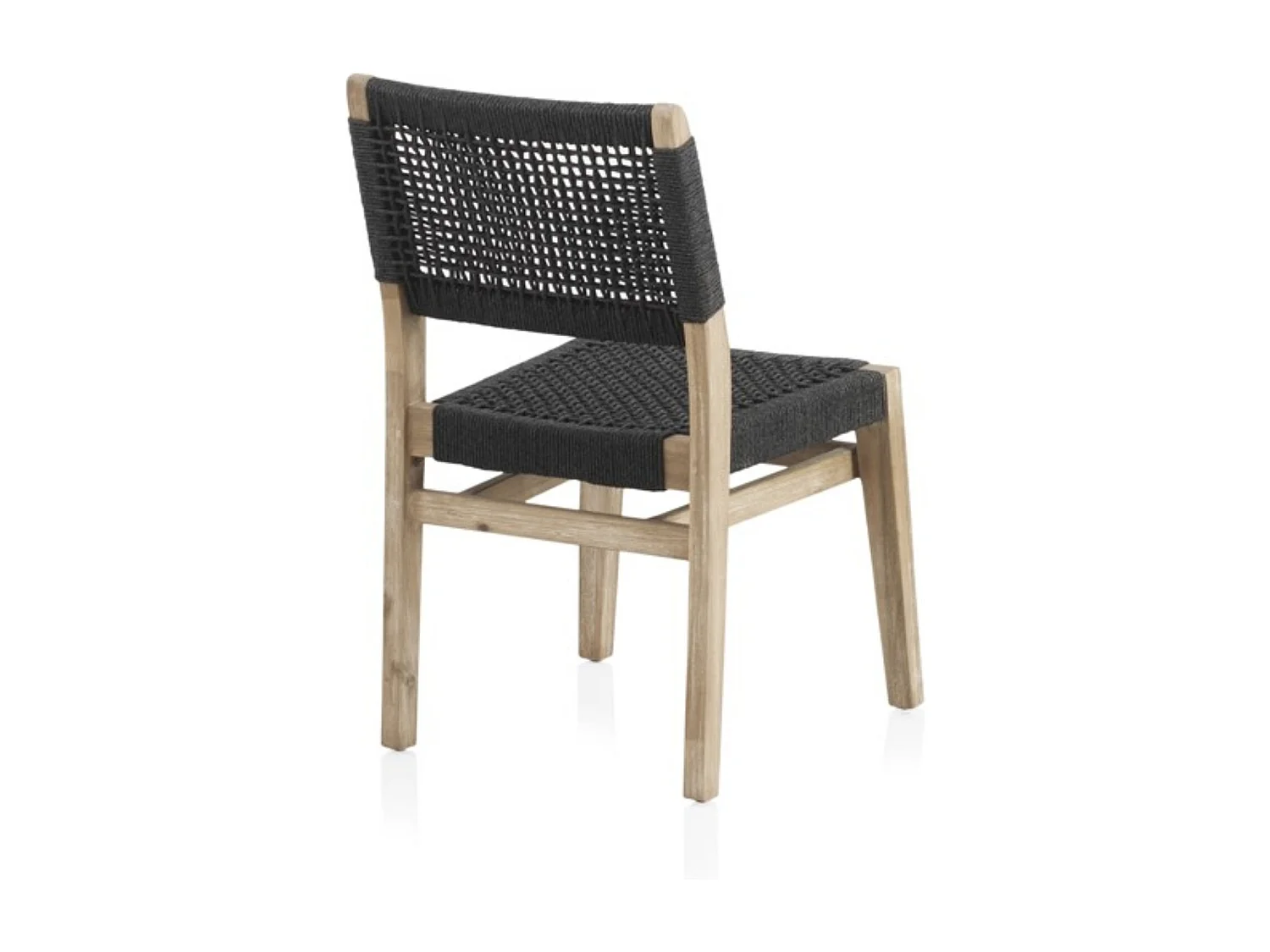 Lot de 4 fauteuils en acacia avec cordage tressé gris