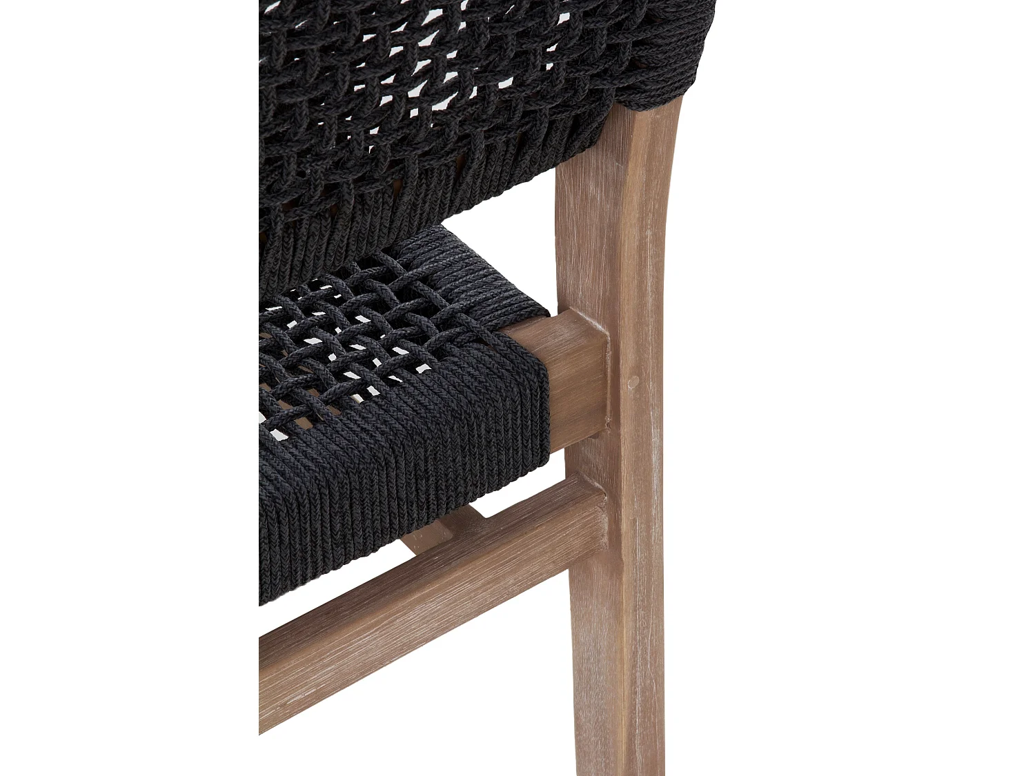 Lot de 4 fauteuils en acacia avec cordage tressé gris