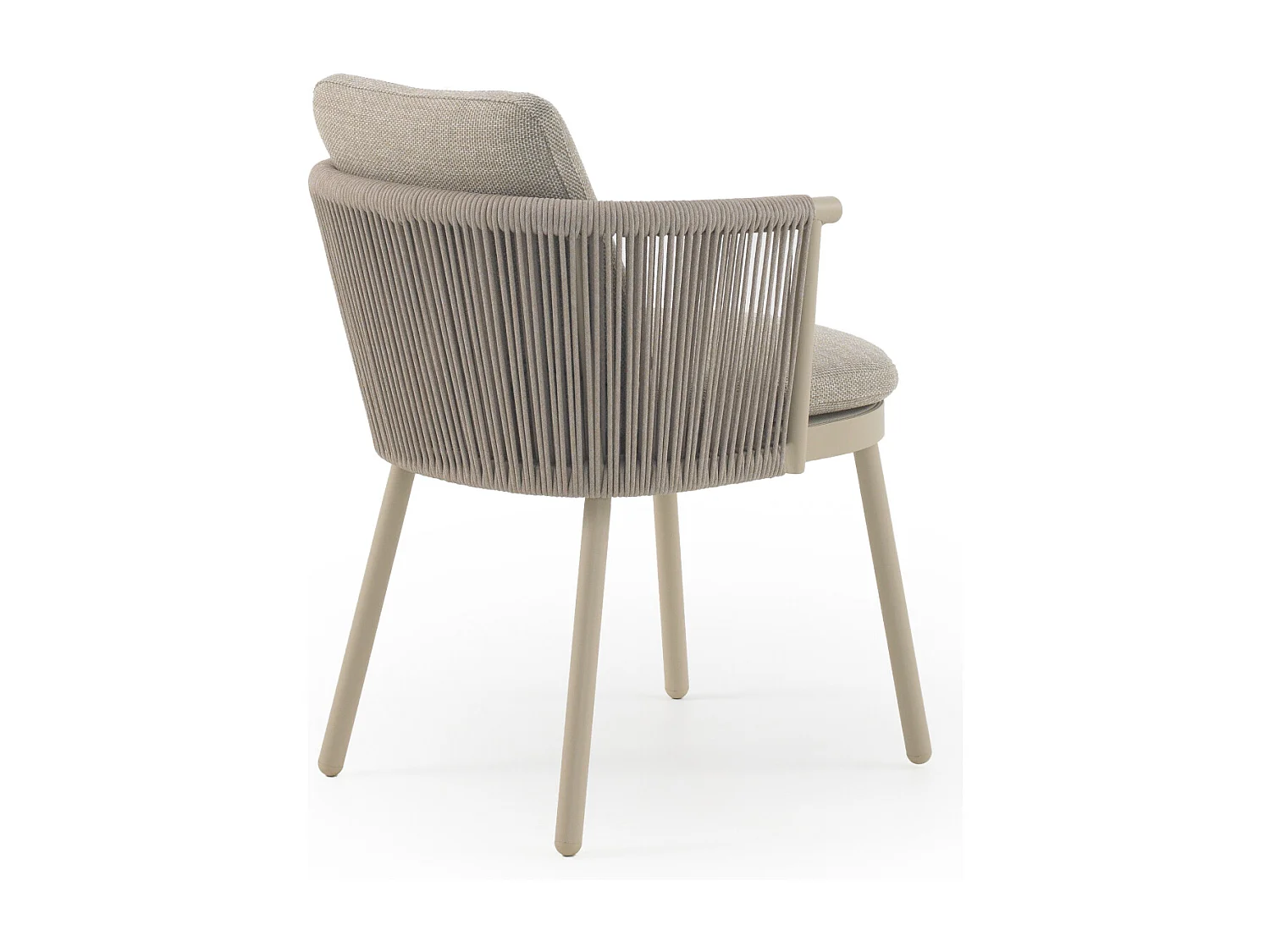 Lote de 4 sillones de aluminio con cuerda trenzada color arena