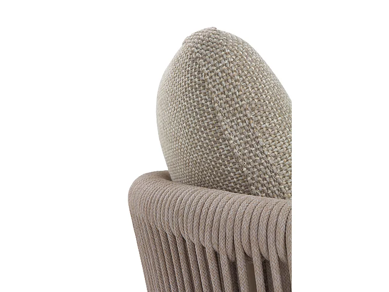 Lote de 4 sillones de aluminio con cuerda trenzada color arena