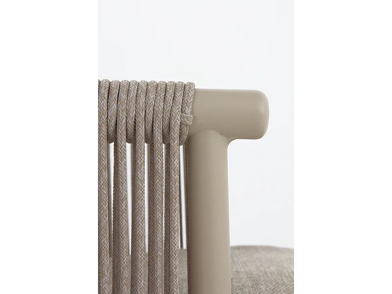 Lote de 4 sillones de aluminio con cuerda trenzada color arena