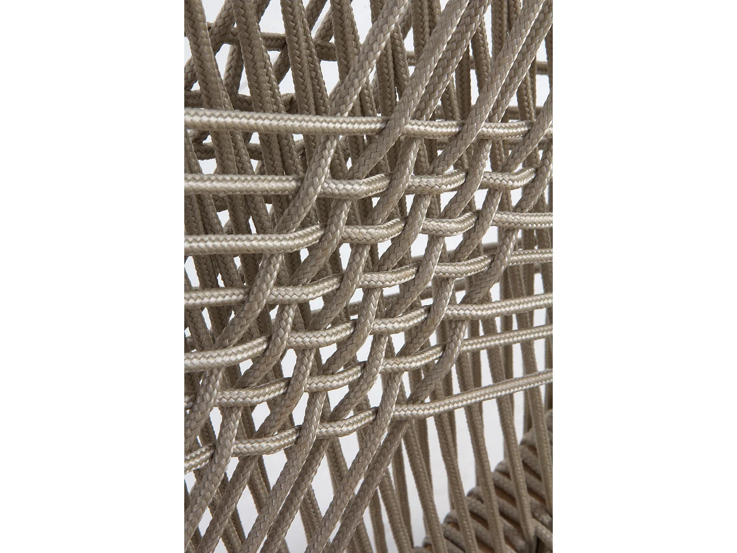 4er Set Sesseln aus Akazienholz und taupefarb Seilgeflecht