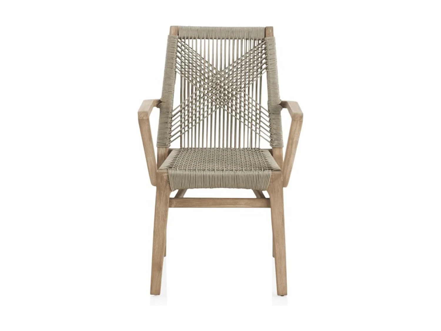 Pacote de 4 cadeirões em madeira de acácia taupe e corda