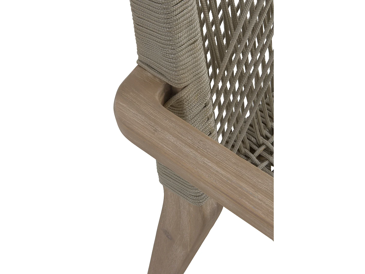 Pacote de 4 cadeirões em madeira de acácia taupe e corda