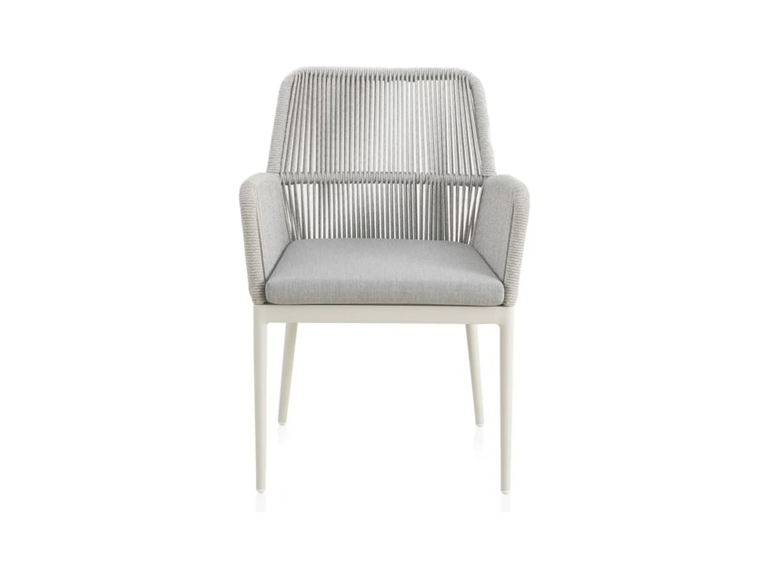 Lot de 4 fauteuils en aluminium blanc et tressage de corde gris