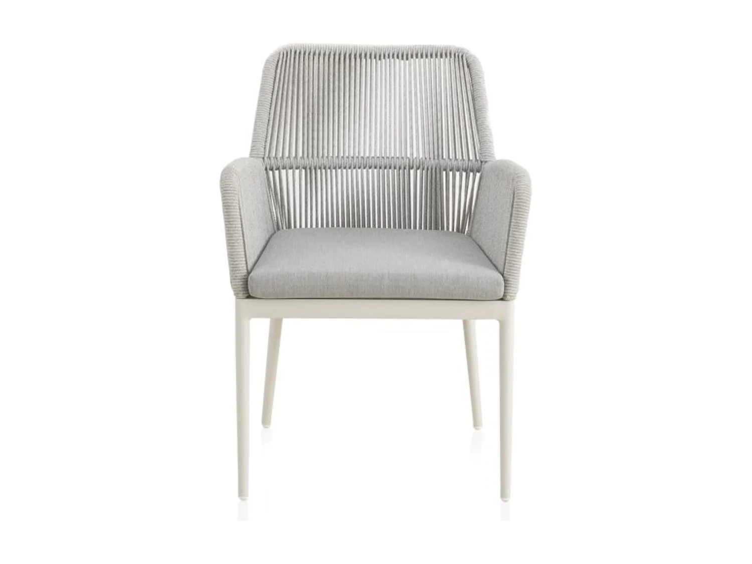 Lot de 4 fauteuils en aluminium blanc avec cordage tressé gris