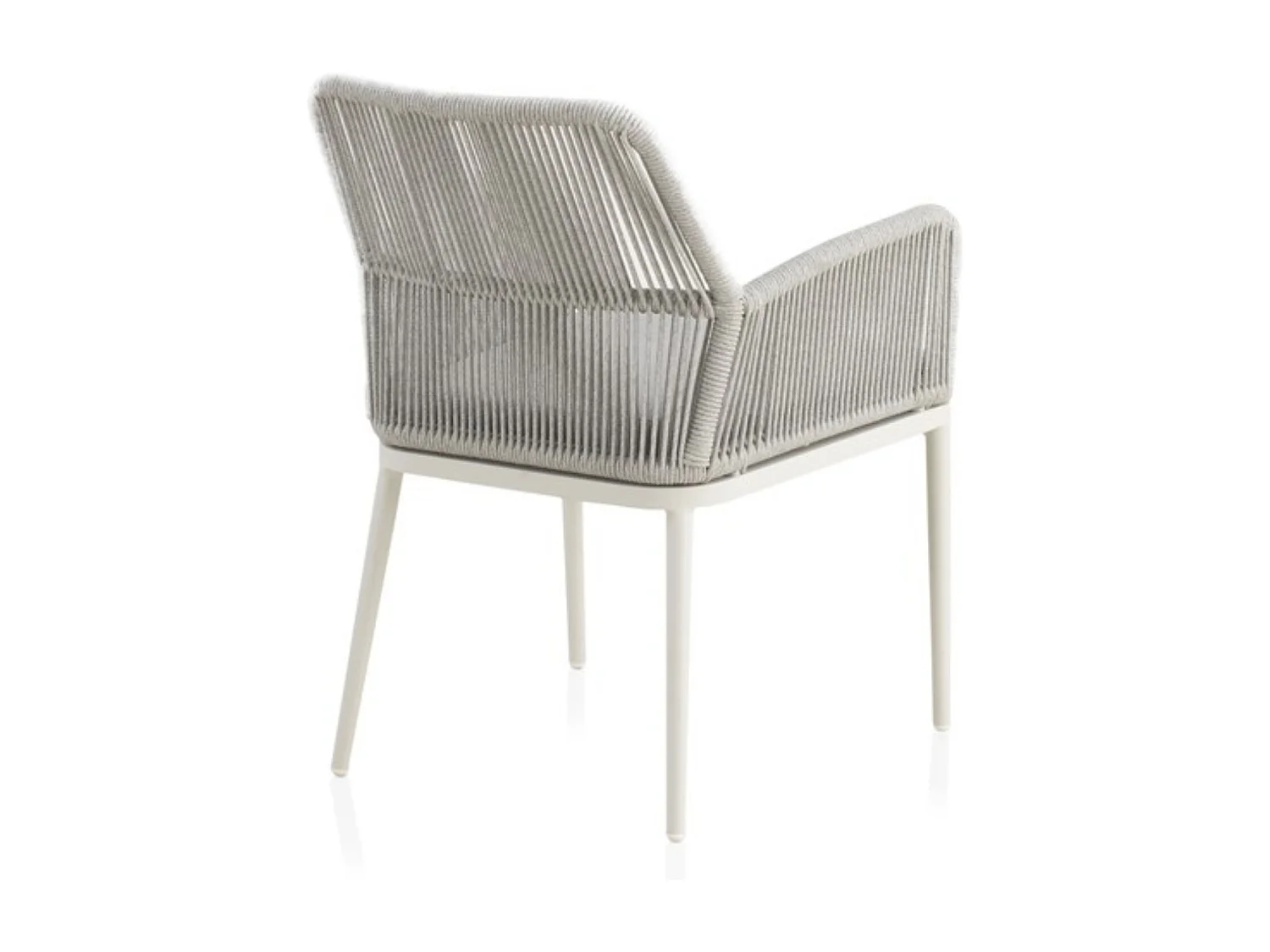 Lot de 4 fauteuils en aluminium blanc avec cordage tressé gris