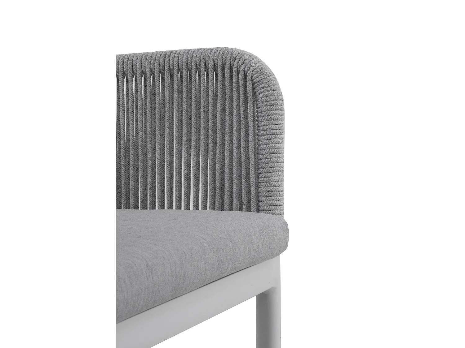 Lot de 4 fauteuils en aluminium blanc avec cordage tressé gris