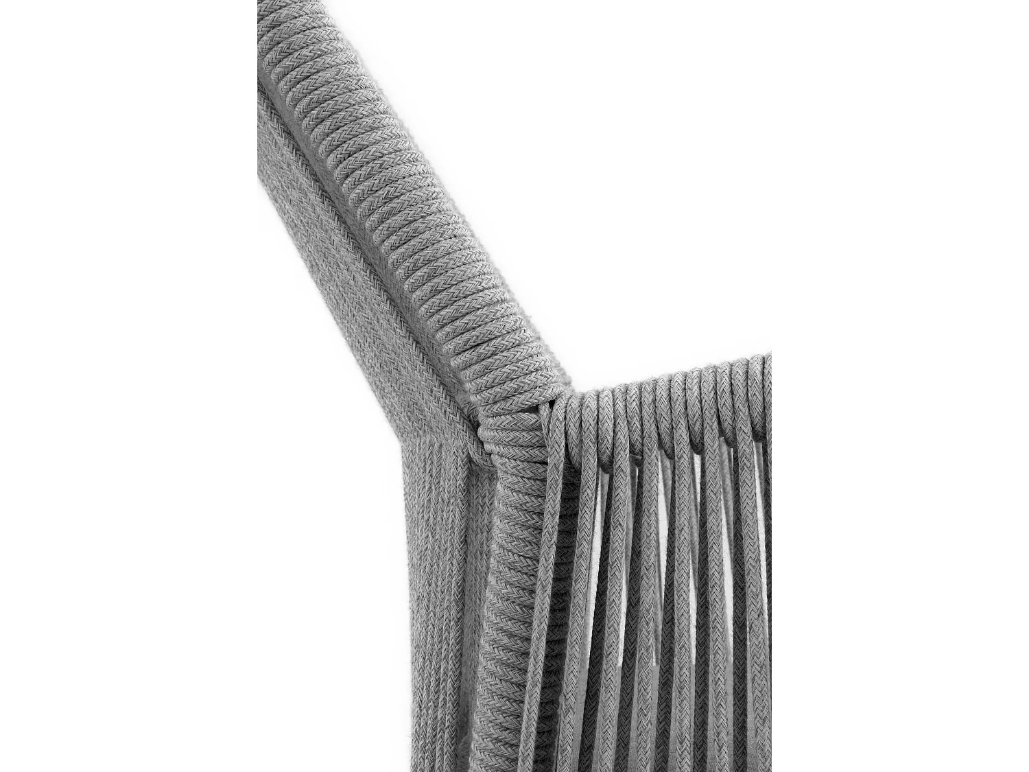 Lot de 4 fauteuils en aluminium blanc avec cordage tressé gris