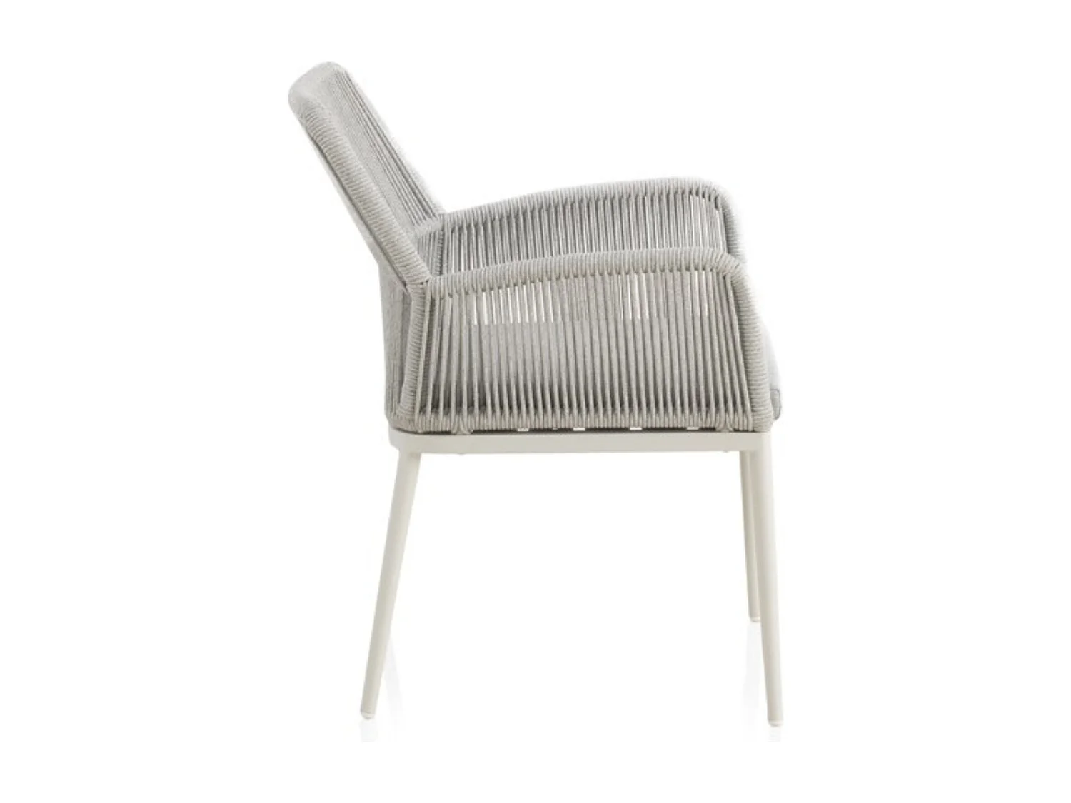 Lot de 4 fauteuils en aluminium blanc avec cordage tressé gris