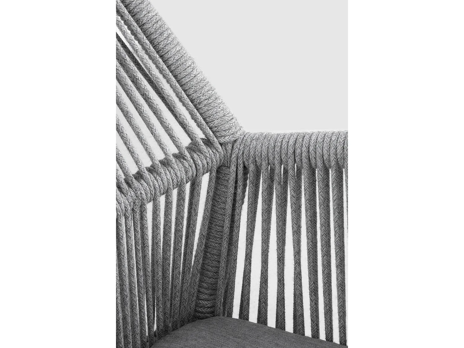 Lot de 4 fauteuils en aluminium blanc avec cordage tressé gris