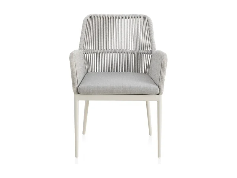 Lot de 4 fauteuils en aluminium blanc avec cordage tressé gris