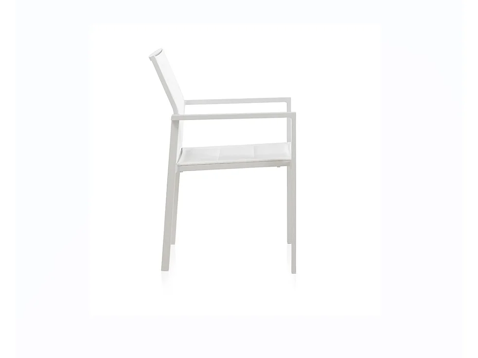 Ensemble de 4 fauteuils en aluminium blanc avec assise couleur taupe