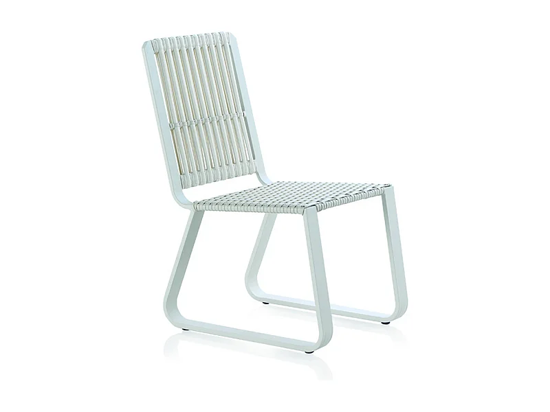 4er Set Weißaluminium- und Weißkunstfasersessel mit ¡ Polstern blau