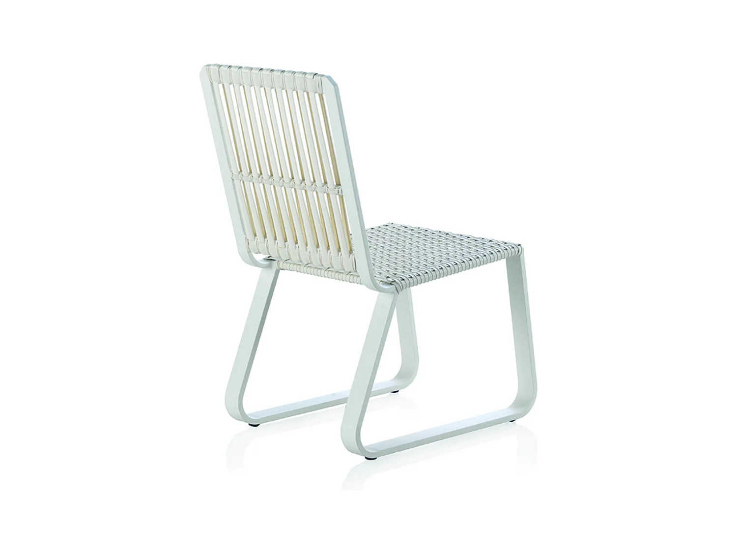 Lote de 4 sillones de aluminio blanco con cojines azules