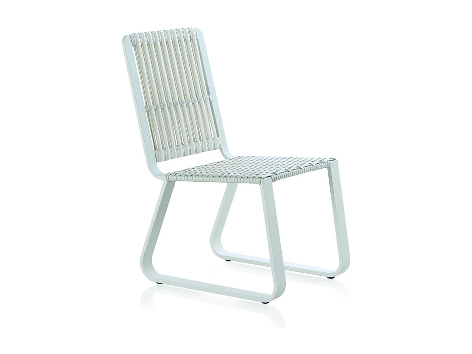 Lote de 4 sillones de aluminio blanco con cojines azules