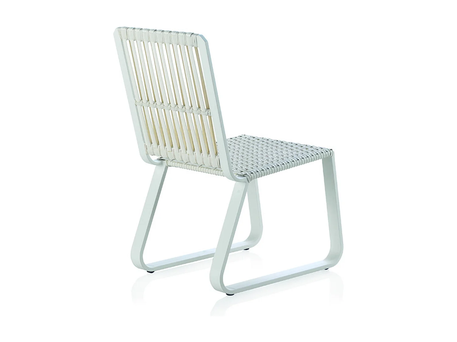 Lote de 4 sillones de aluminio blanco con cojines azules