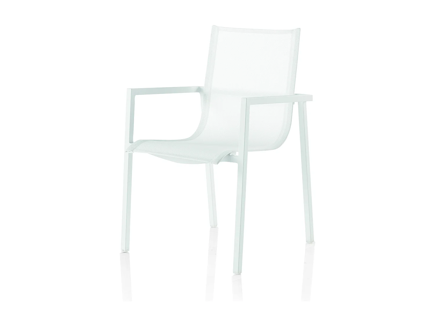 Lot de 4 fauteuils aluminium en toile plastifiée blanche