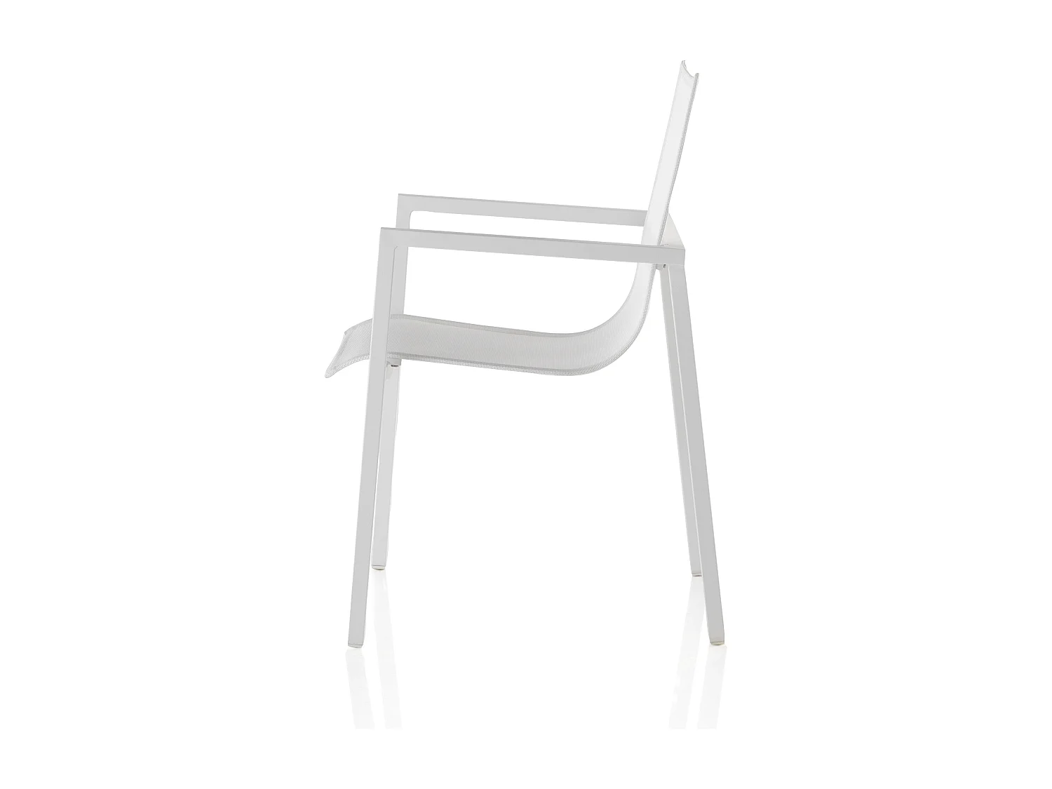 Lot de 4 fauteuils aluminium en toile plastifiée blanche