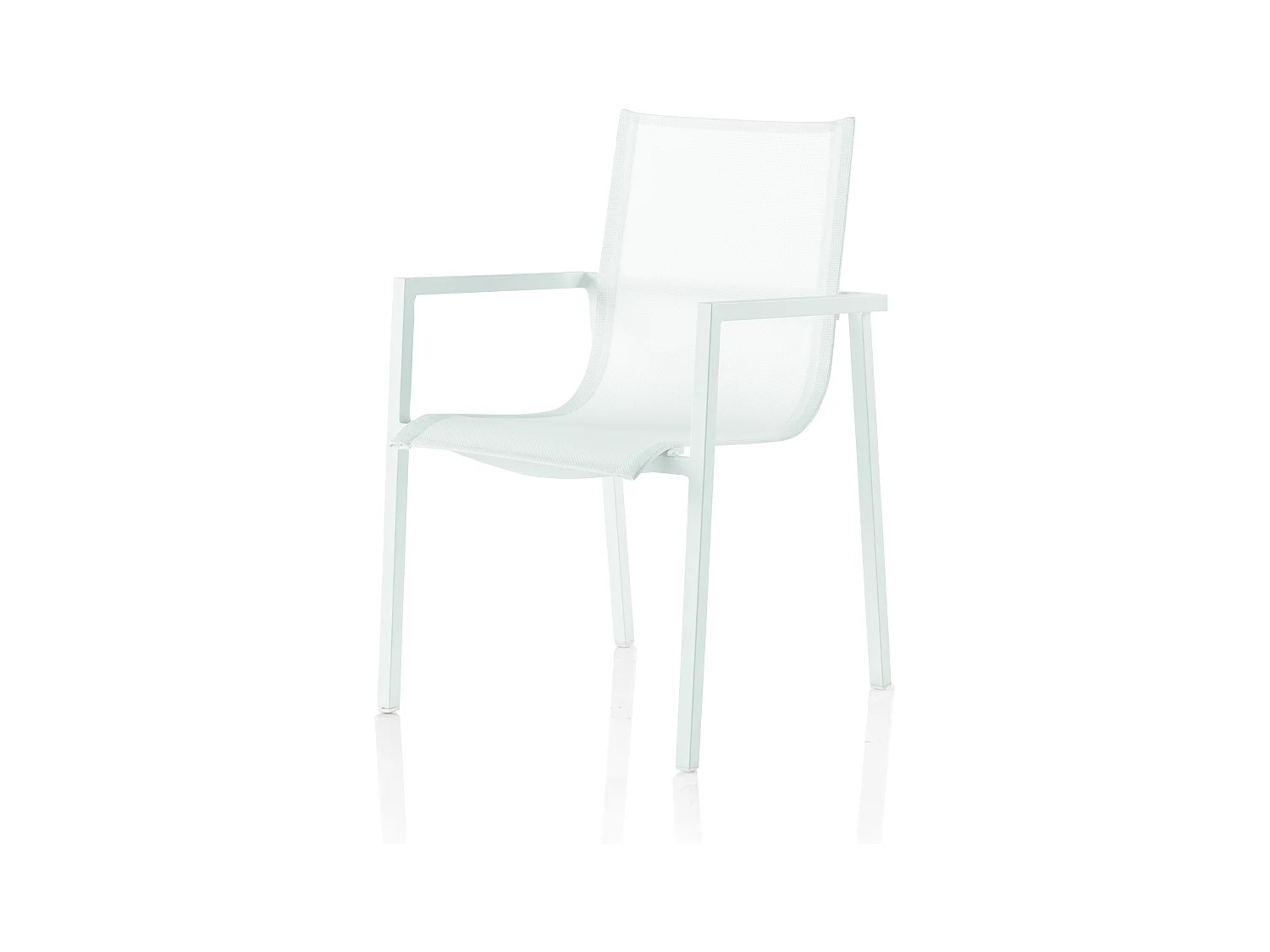 Lot de 4 fauteuils aluminium en toile plastifiée blanche