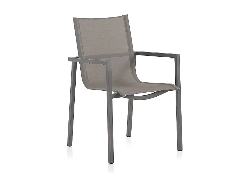Lot de 4 fauteuils en aluminium avec tissu plastifié couleur taupe