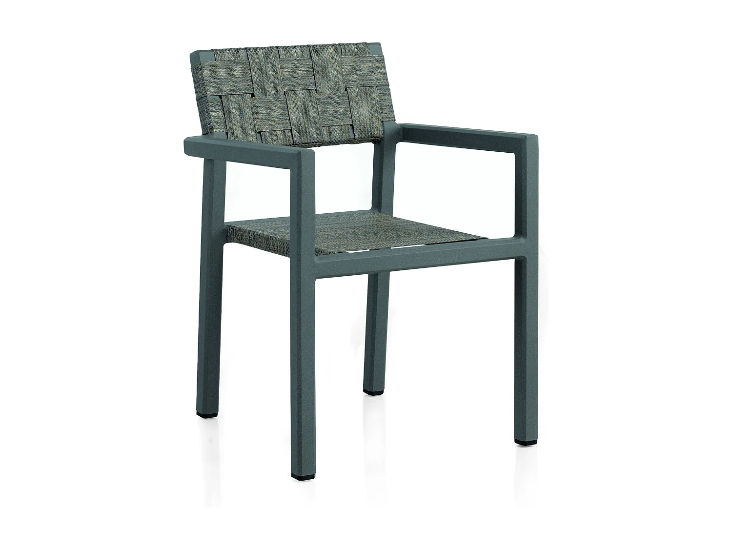 4er Set Sesseln aus Aluminium und Fifertex-Stoff mit Polsterung