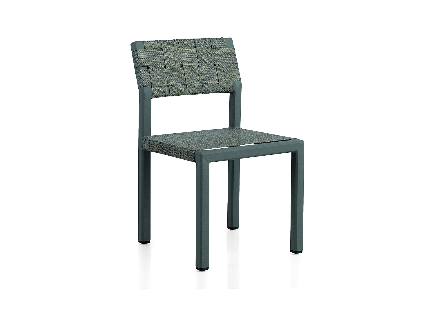 Lot de 4 chaises aluminium taupe et fibre Fifertex avec coussin noir