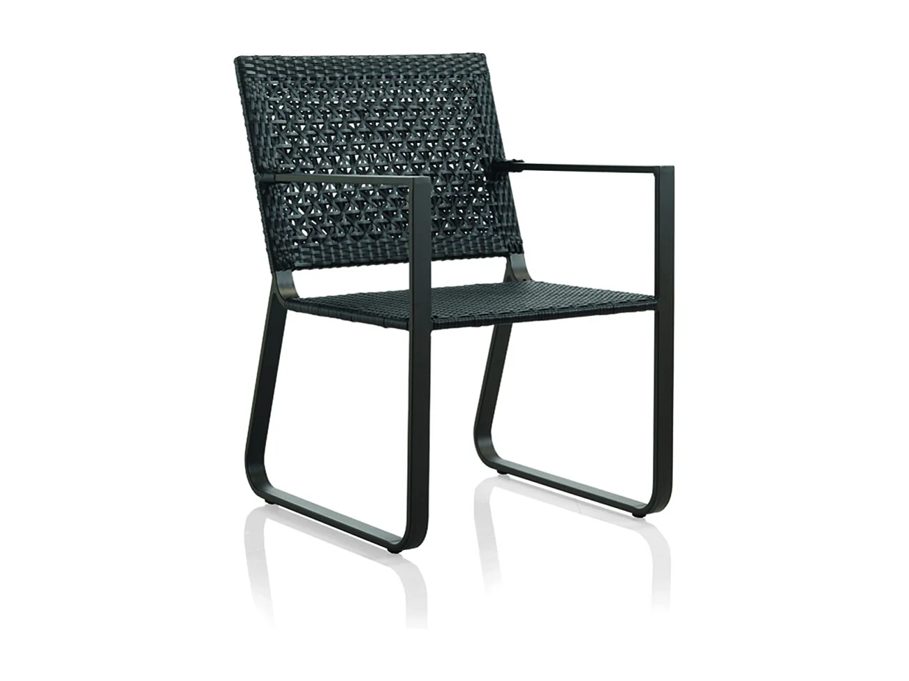 Lot de 4 fauteuils en aluminium et fibre marron avec coussins gris