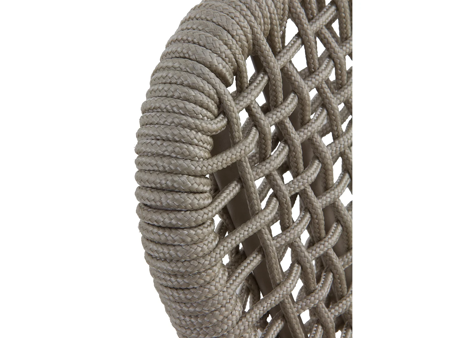 Set di 4 poltrone in legno di acacia con intreccio in corda e cuscini color tortora