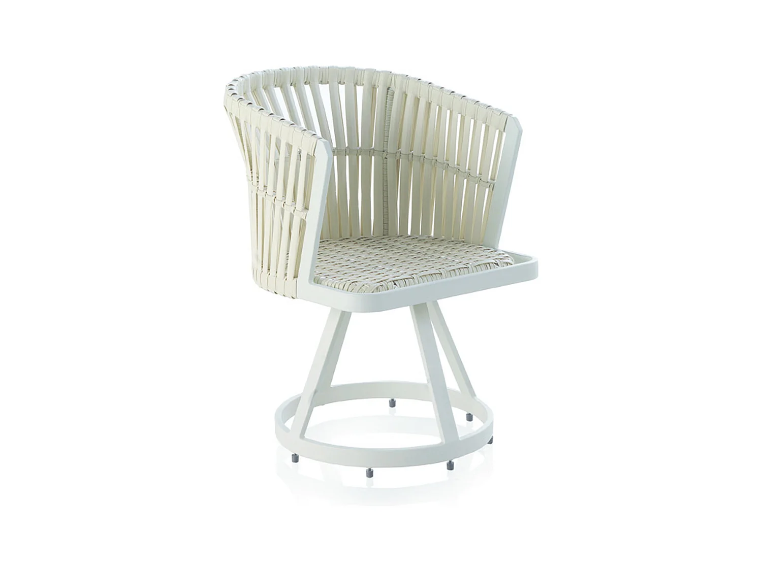 Lot de 4 fauteuils aluminium et fibre blanc avec coussin bleu