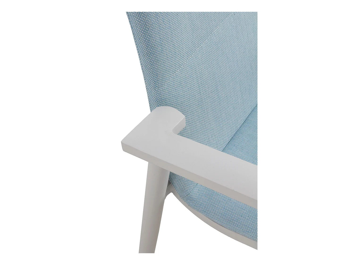 Lot de 4 fauteuils en aluminium blanc avec toil rembourrés bleu clair