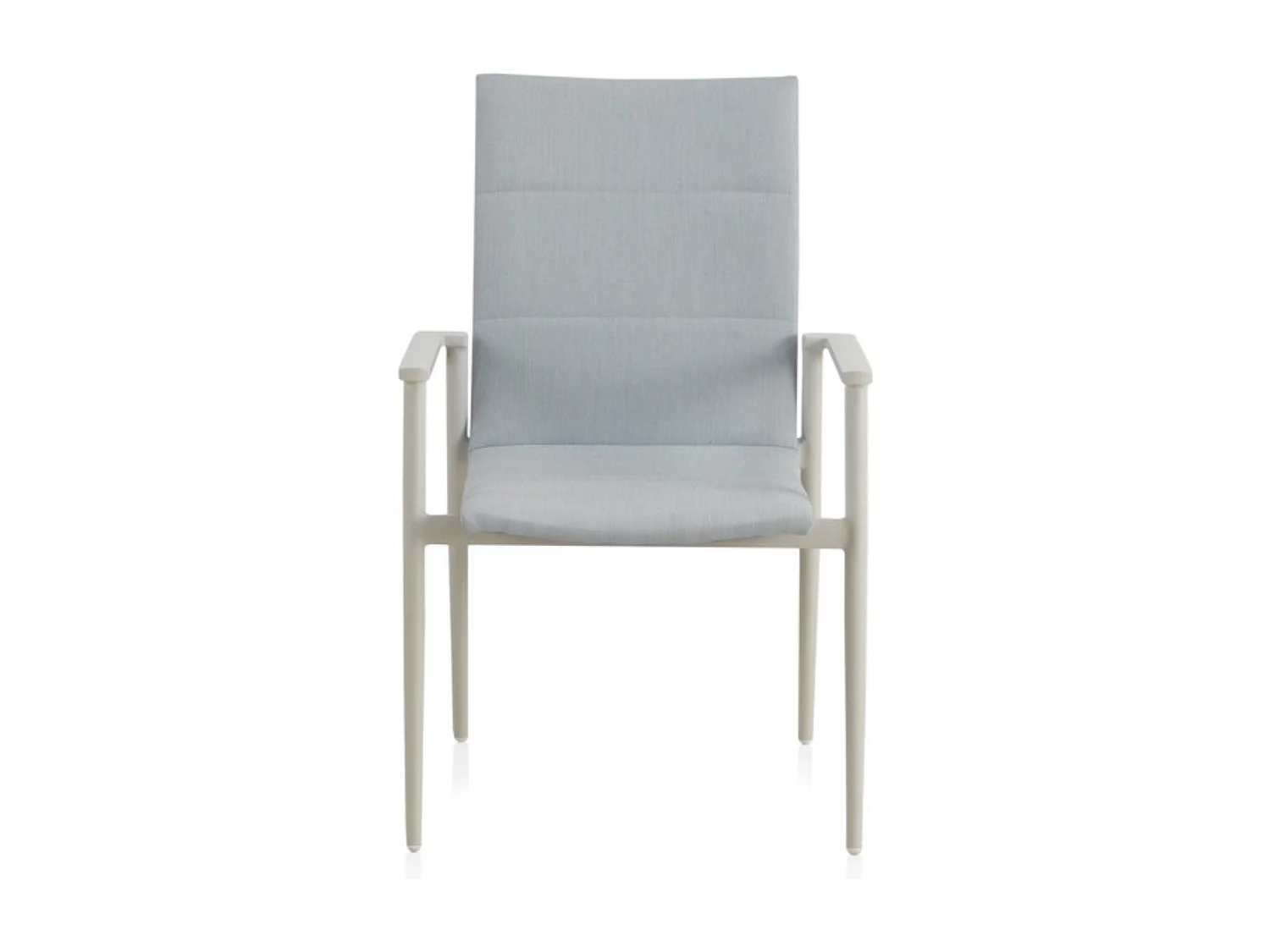Lot de 4 fauteuils en aluminium blanc avec revêtement bleu clair